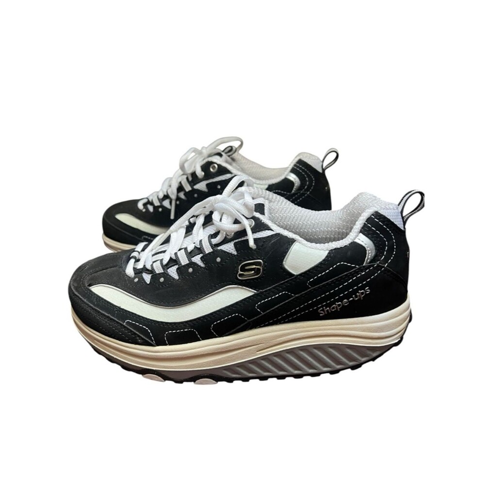 Skechers Shape-Ups Strength Toning Walking Shoes Black White US 8 11809
